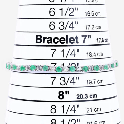 5.77 Carat Genuine Emerald and White Topaz .925 Sterling Silver Bracelet - Image 10