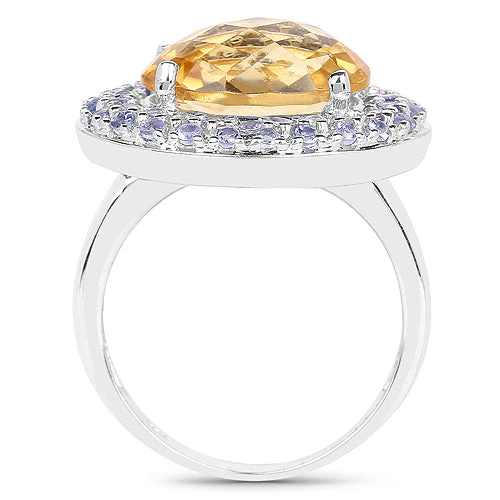 5.78 Carat Genuine Citrine and Tanzanite .925 Sterling Silver Ring - Image 6