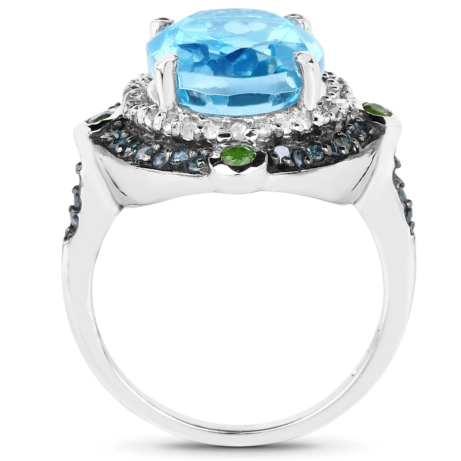 5.84 Carat Genuine Multi Stones .925 Sterling Silver Ring - Image 2