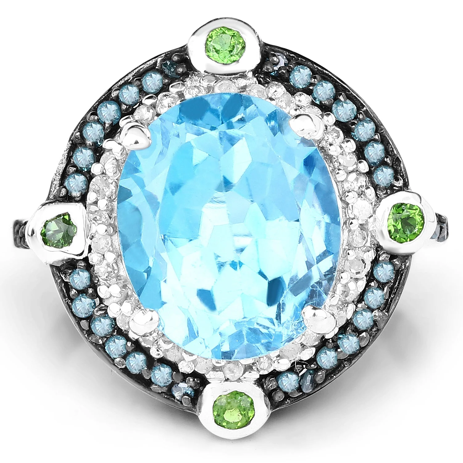 5.84 Carat Genuine Multi Stones .925 Sterling Silver Ring - Image 3