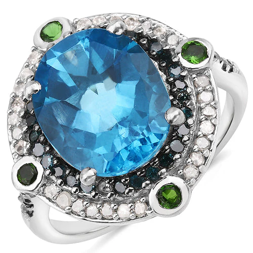 5.84 Carat Genuine Multi Stones .925 Sterling Silver Ring - Image 4