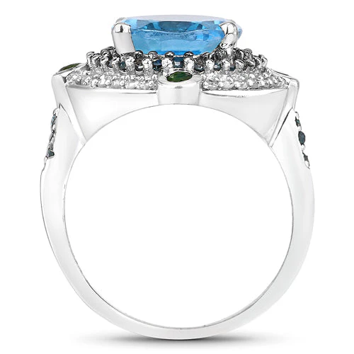 5.84 Carat Genuine Multi Stones .925 Sterling Silver Ring - Image 5