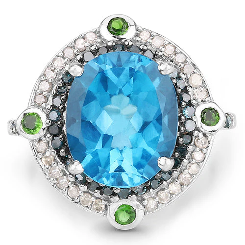 5.84 Carat Genuine Multi Stones .925 Sterling Silver Ring - Image 6