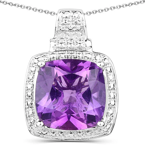 5.85 Carat Genuine Amethyst .925 Sterling Silver Pendant - Image 3