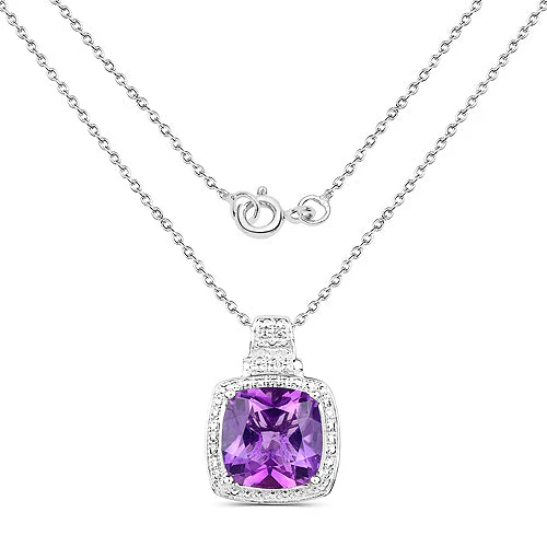 5.85 Carat Genuine Amethyst .925 Sterling Silver Pendant - Image 4