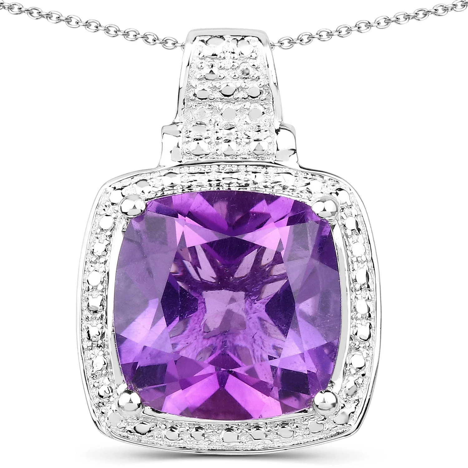 5.85 Carat Genuine Amethyst .925 Sterling Silver Pendant - Image 5