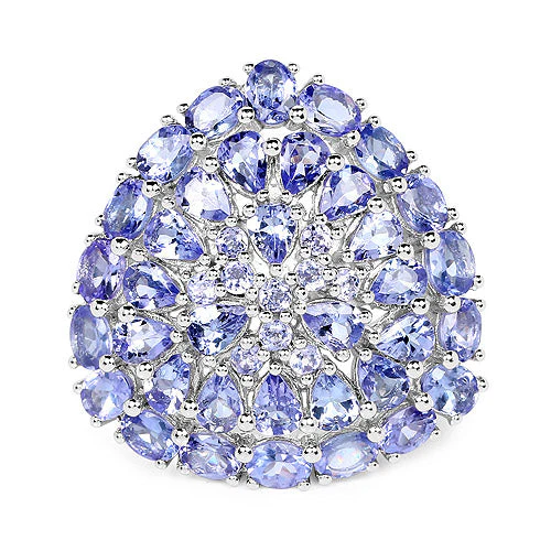 5.93 Carat Genuine Tanzanite .925 Sterling Silver Ring - Image 6