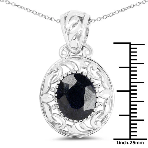 5.94 Carat Dyed Sapphire .925 Sterling Silver Pendant - Image 3