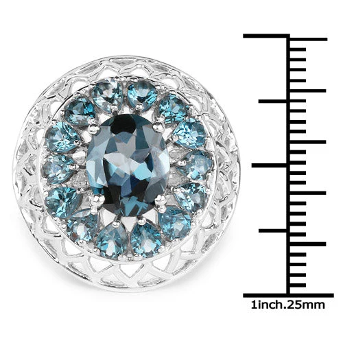 5.98 Carat Genuine London Blue Topaz .925 Sterling Silver Ring - Image 6