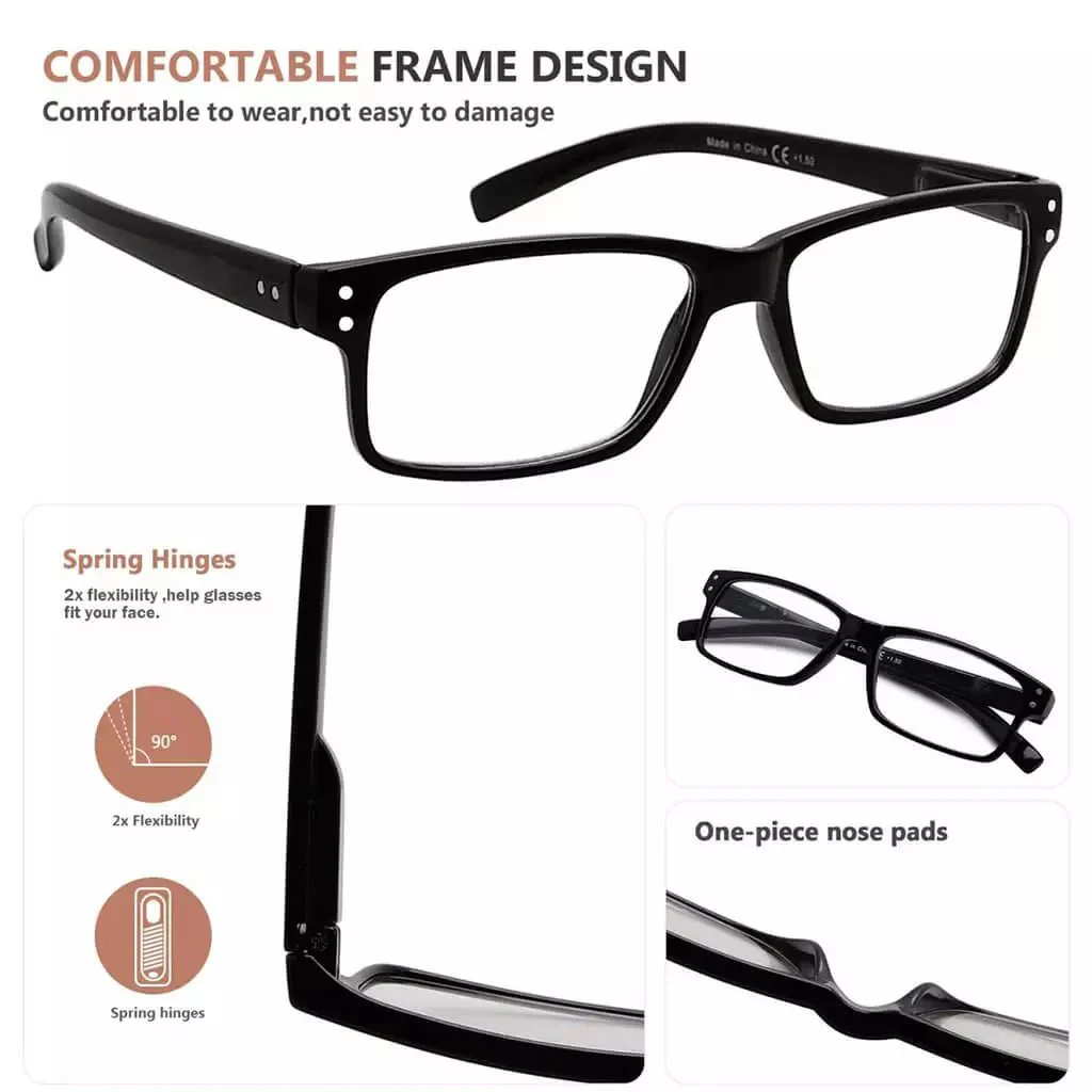 5 Pack Vintage Reading Eyeglasses Classic Readers R032 - Image 2