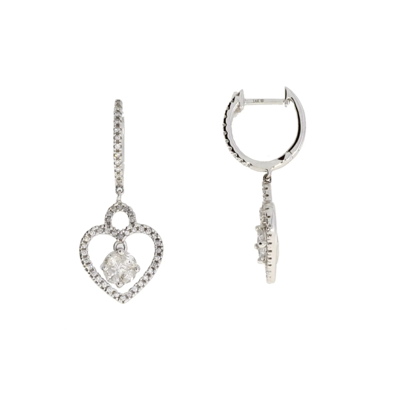 .50ct Diamond Dangle Earrings 14KT White Gold - Image 4