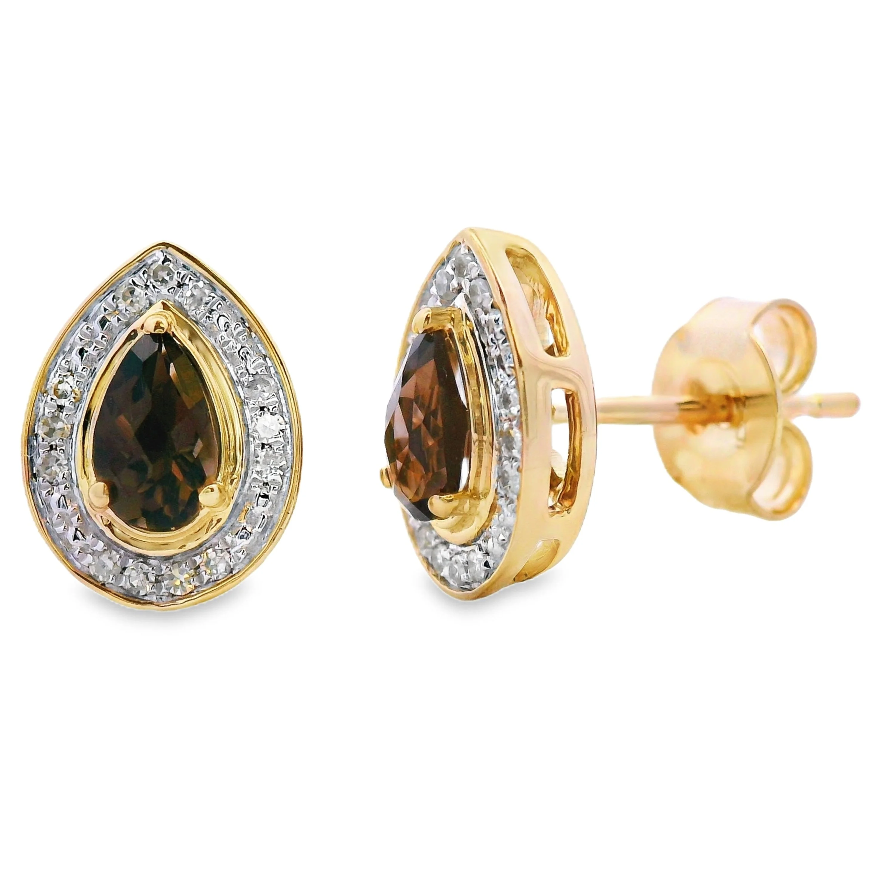 .50ct Quartz Diamond Stud Earrings 10KT Yellow Gold