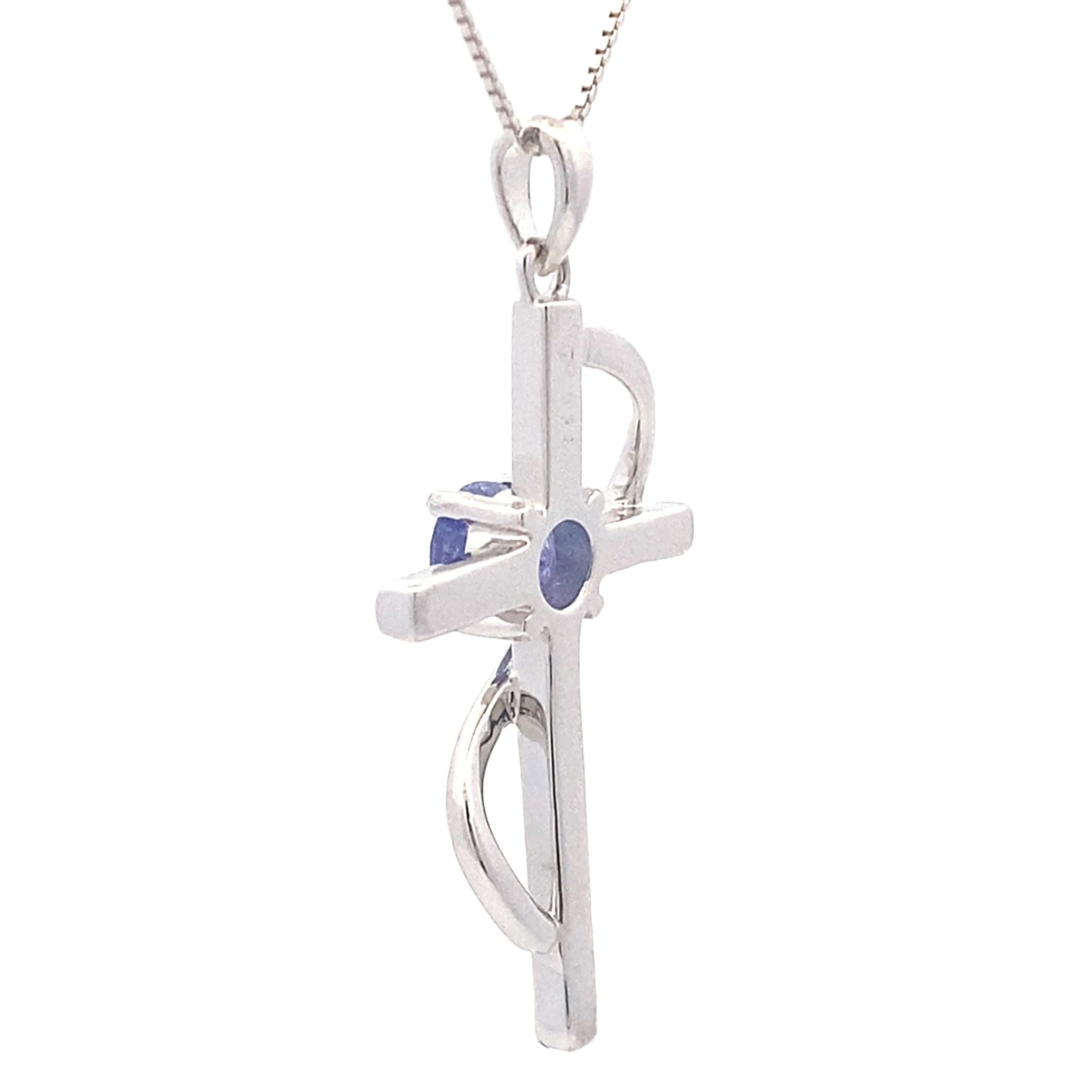 .50ct Tanzanite Cross Religious Pendant Sterling Silver - Image 2