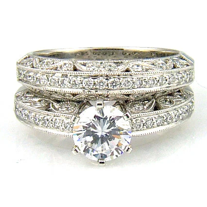 .54ct Antique Style Engagement Ring Set 18KT White Gold - Image 4