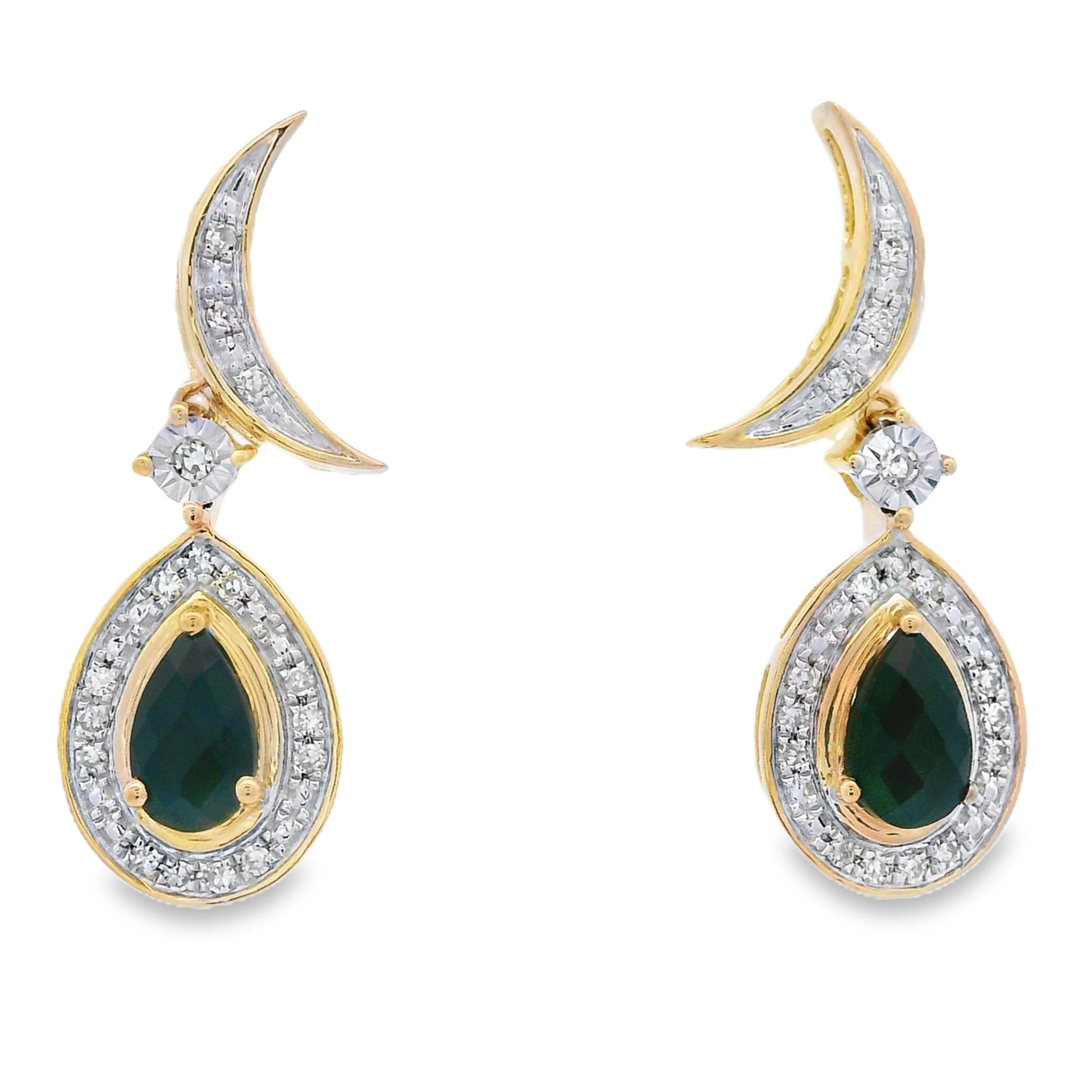 .55ct Onyx Diamond Dangle Earrings 10KT Yellow Gold