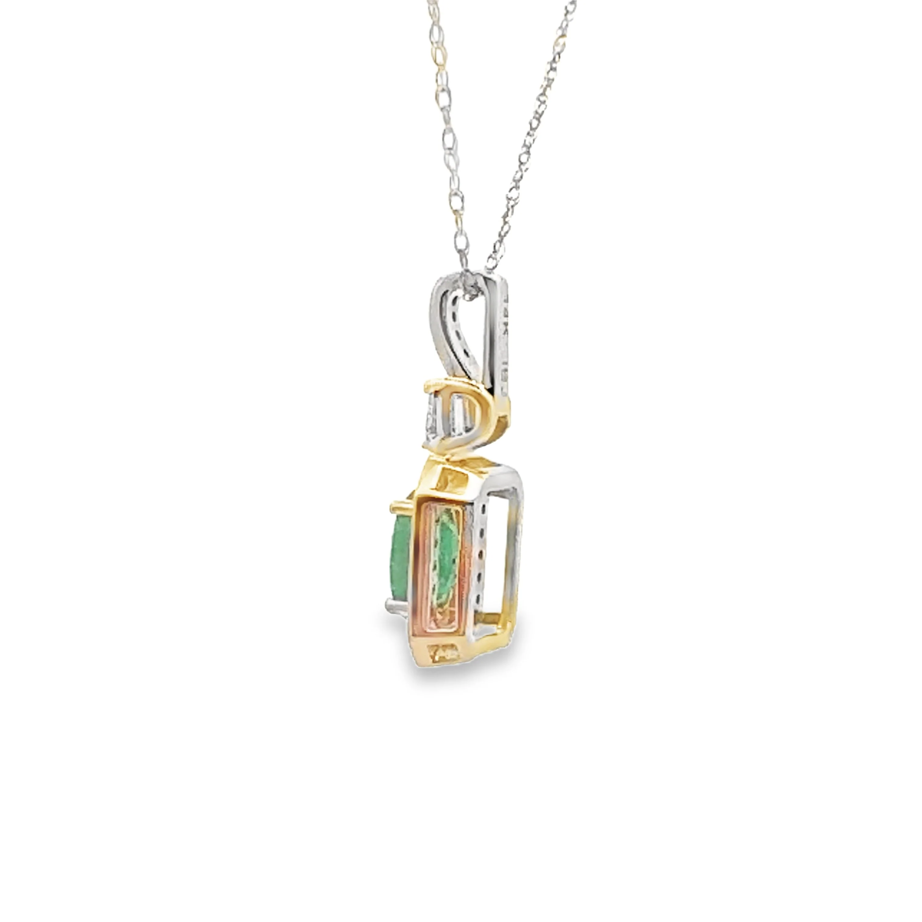 .57ct Emerald Diamond Fashion Pendants 14KT Yellow Gold - Image 2