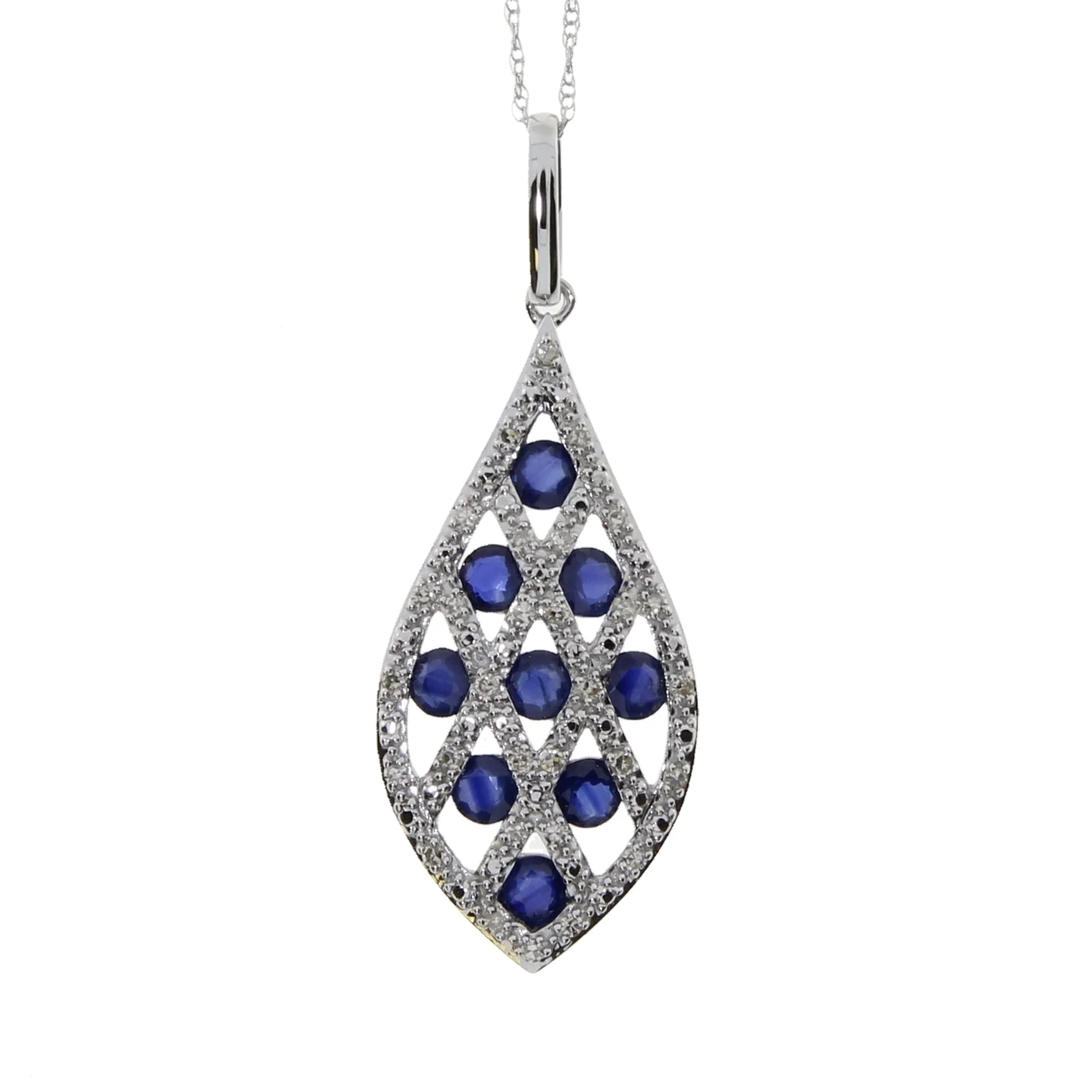 .58ct Sapphire Diamond Fashion Pendants 14KT White Gold - Image 3