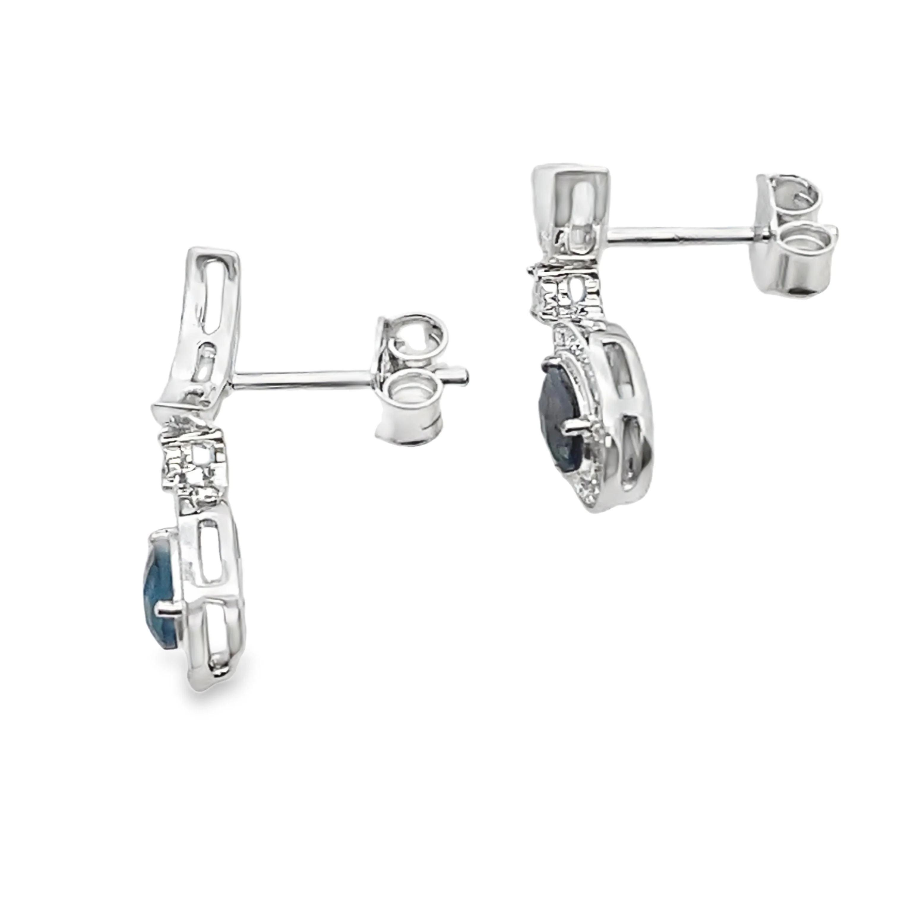 .59ct London Blue Topaz Dangle Earrings 10KT White Gold - Image 2