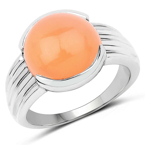 6.00 Carat Genuine Peach Moonstone .925 Sterling Silver Ring - Image 4