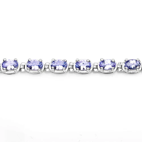 6.00 Carat Genuine Tanzanite .925 Sterling Silver Bracelet - Image 7