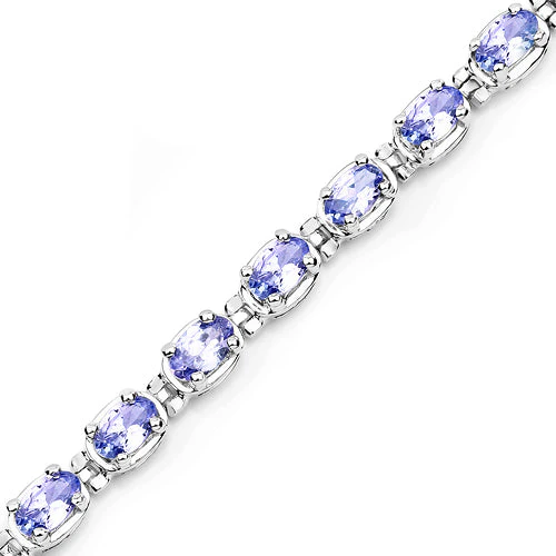 6.00 Carat Genuine Tanzanite .925 Sterling Silver Bracelet - Image 8