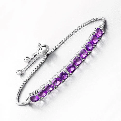 6.05 Carat Genuine Amethyst .925 Sterling Silver Bracelet - Image 7