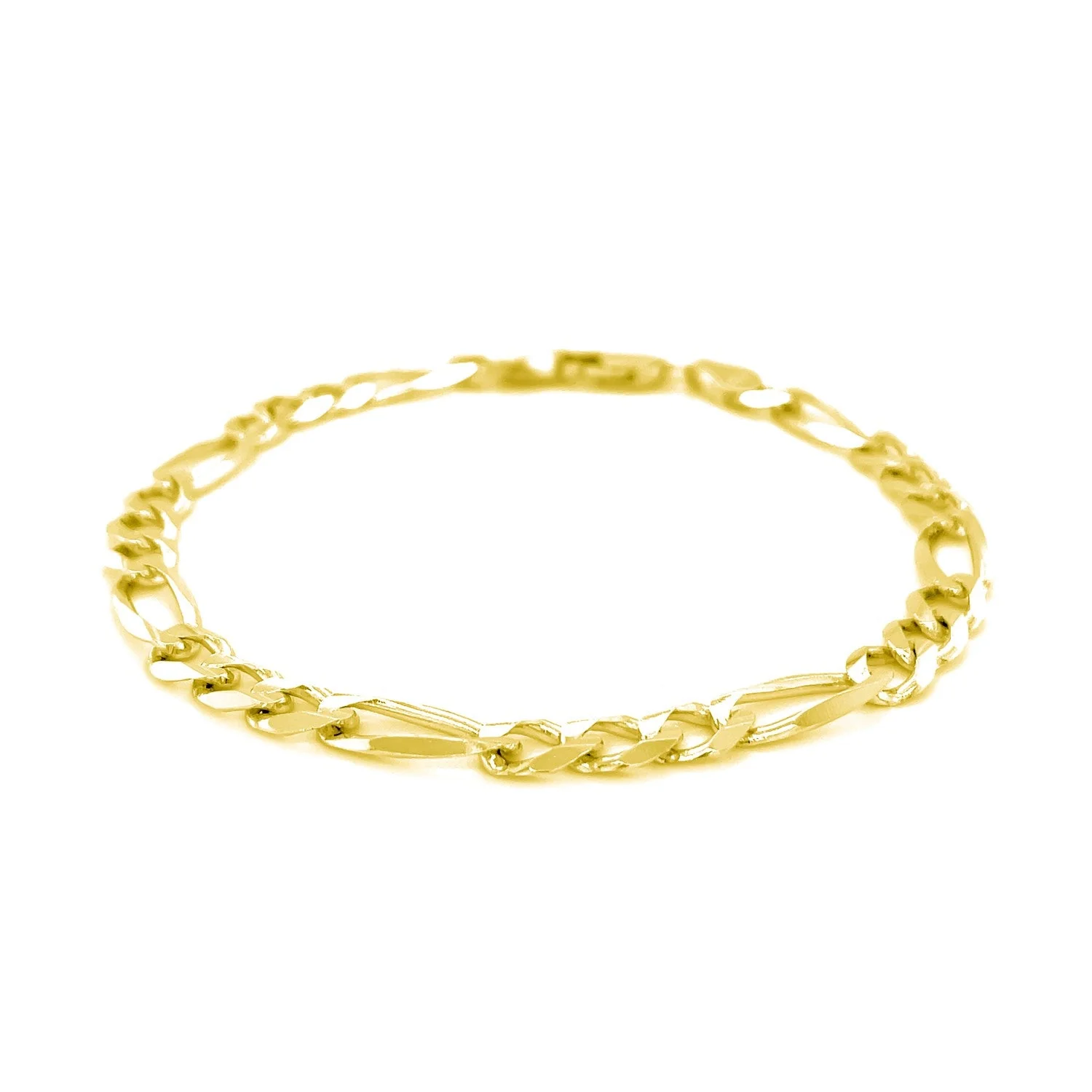 6.0mm 14k Yellow Gold Solid Figaro Bracelet - Image 5