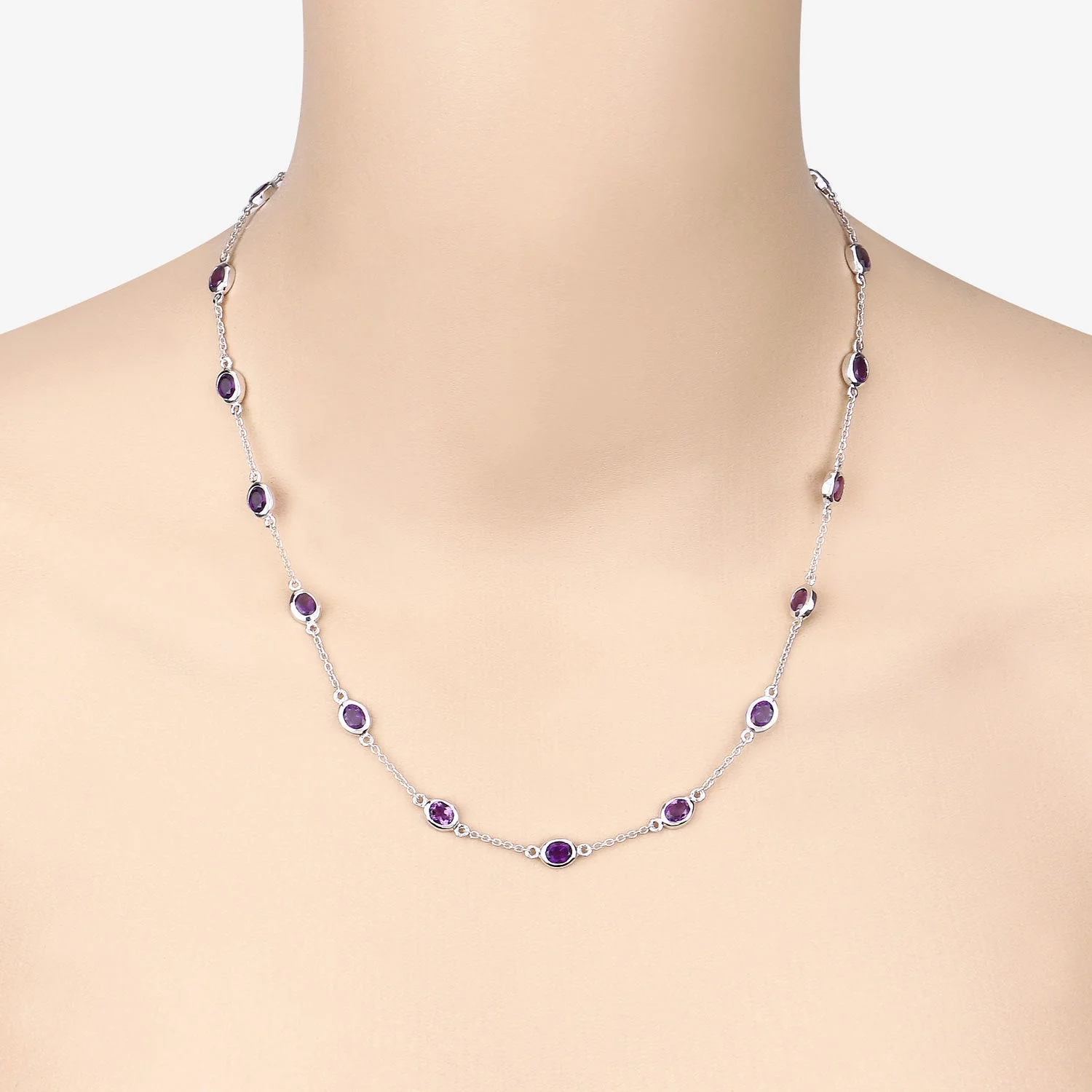 6.12 Carat Genuine Amethyst .925 Sterling Silver Necklace - Image 4