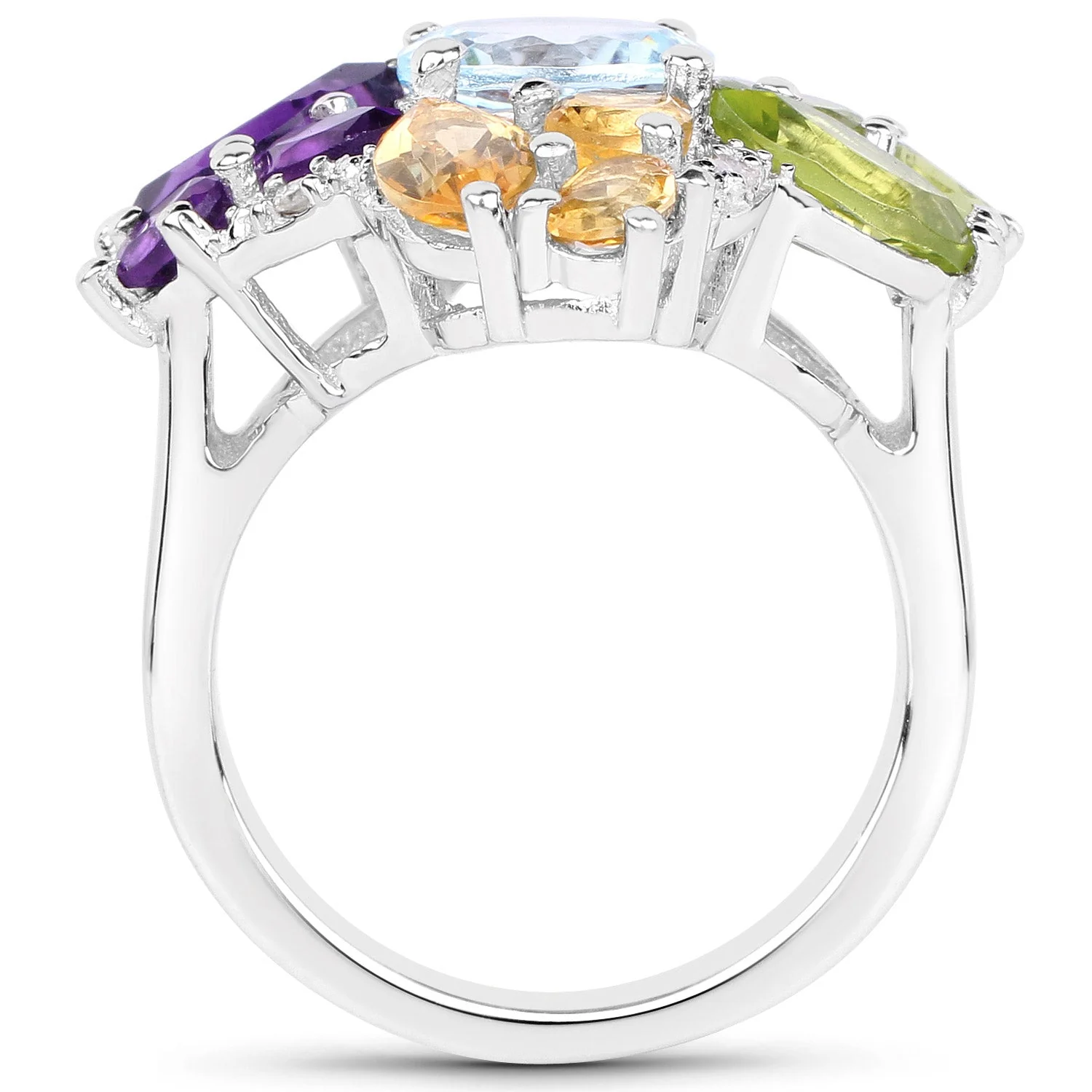 6.13 Carat Genuine Multi Stones .925 Sterling Silver Ring - Image 2