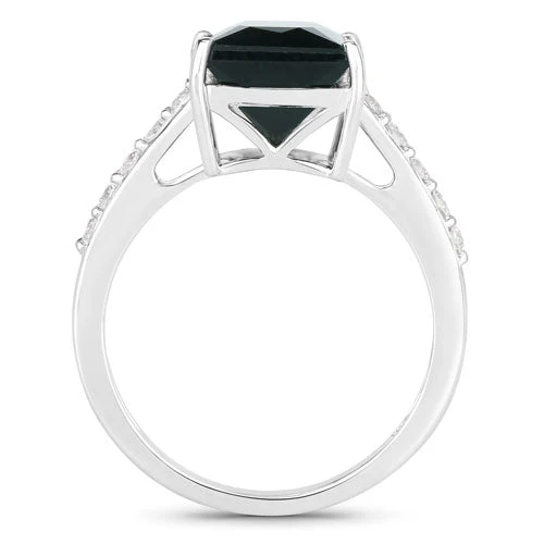 6.16 Carat Genuine Green Tourmaline and White Diamond 14K White Gold Ring - Image 6