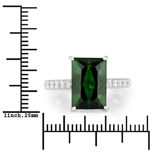 6.16 Carat Genuine Green Tourmaline and White Diamond 14K White Gold Ring - Image 7