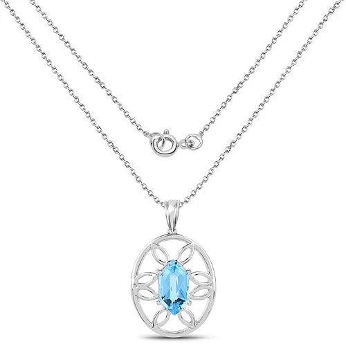 6.17 Carat Genuine Swiss Blue Topaz .925 Sterling Silver Pendant - Image 4