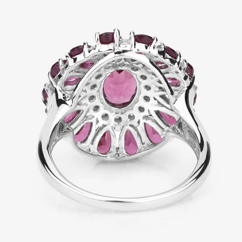 6.19 Carat Genuine Rhodolite and White Topaz .925 Sterling Silver Ring - Image 10