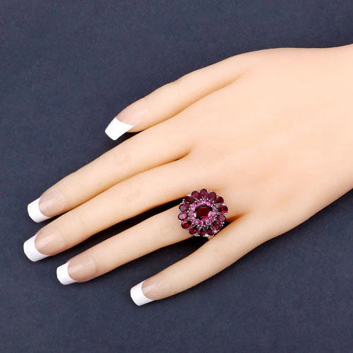 6.19 Carat Genuine Rhodolite and White Topaz .925 Sterling Silver Ring - Image 14