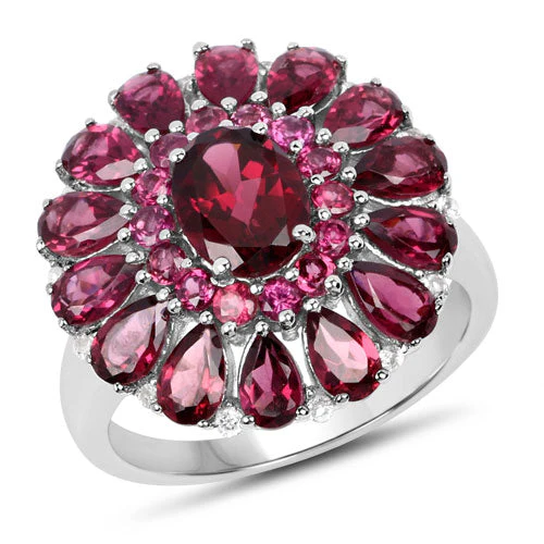 6.19 Carat Genuine Rhodolite and White Topaz .925 Sterling Silver Ring - Image 5