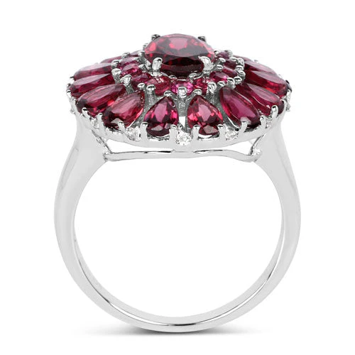 6.19 Carat Genuine Rhodolite and White Topaz .925 Sterling Silver Ring - Image 6