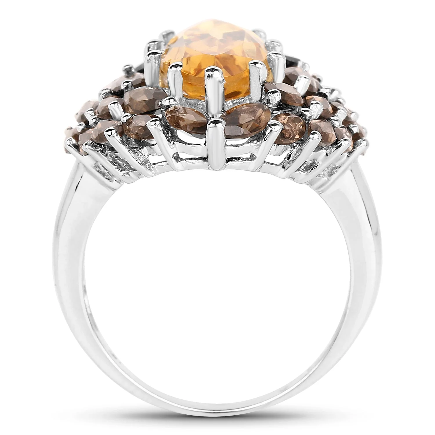 6.20 Carat Genuine Citrine & Smoky Quartz .925 Sterling Silver Ring - Image 2