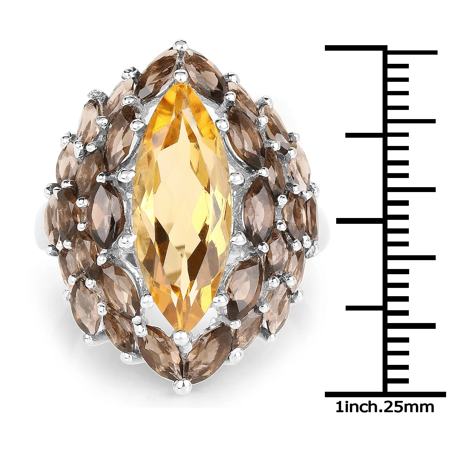 6.20 Carat Genuine Citrine & Smoky Quartz .925 Sterling Silver Ring - Image 3