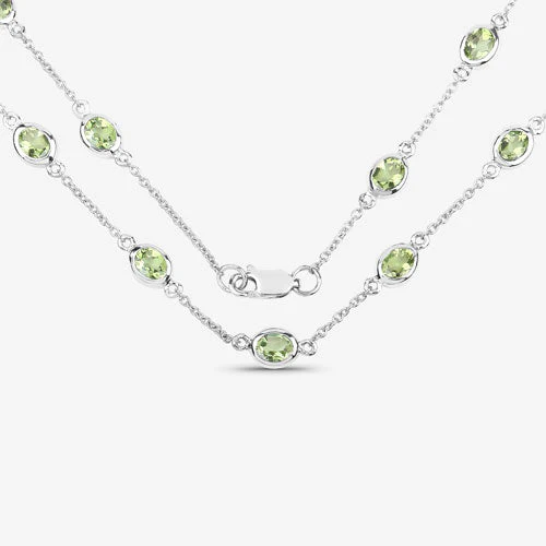 6.30 Carat Genuine Peridot .925 Sterling Silver Necklace - Image 10