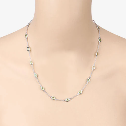 6.30 Carat Genuine Peridot .925 Sterling Silver Necklace - Image 8