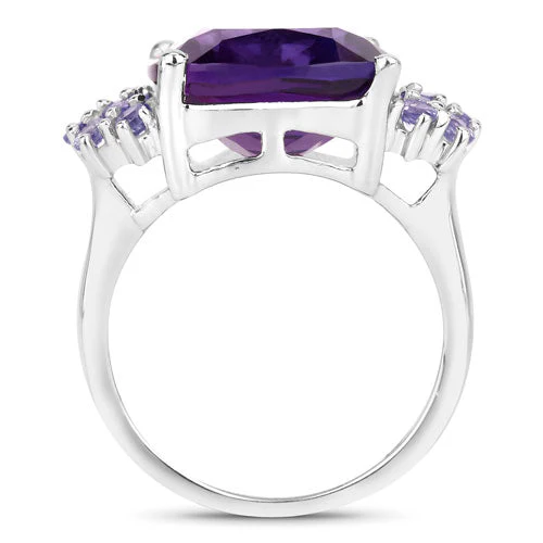 6.34 Carat Genuine Amethyst and Tanzanite .925 Sterling Silver Ring - Image 7