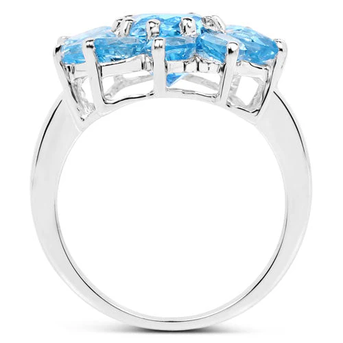 6.35 Carat Genuine Swiss Blue Topaz .925 Sterling Silver Ring - Image 5