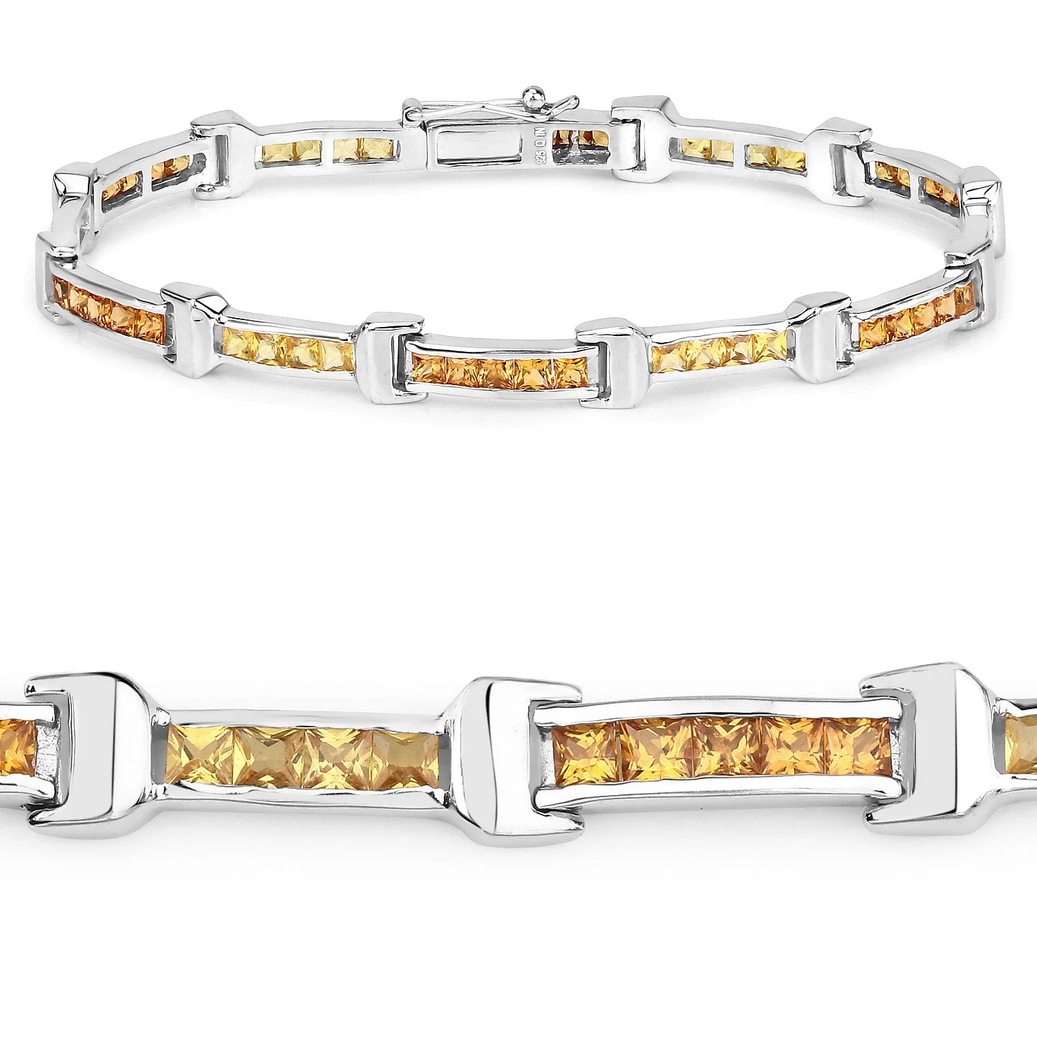 6.48 Carat Genuine Multi Sapphire .925 Sterling Silver Bracelet - Image 2