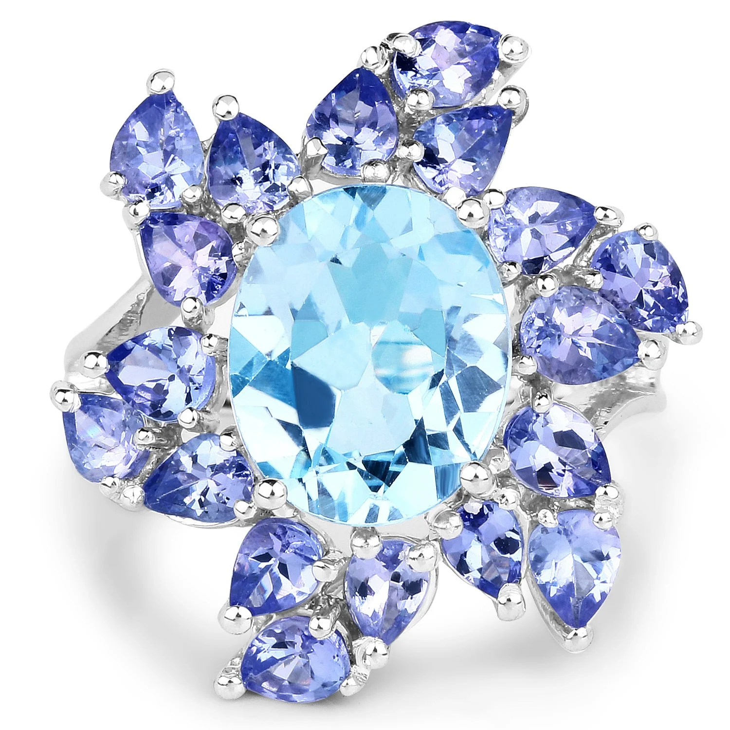 6.52 Carat Genuine Blue Topaz & Tanzanite .925 Sterling Silver Ring - Image 3