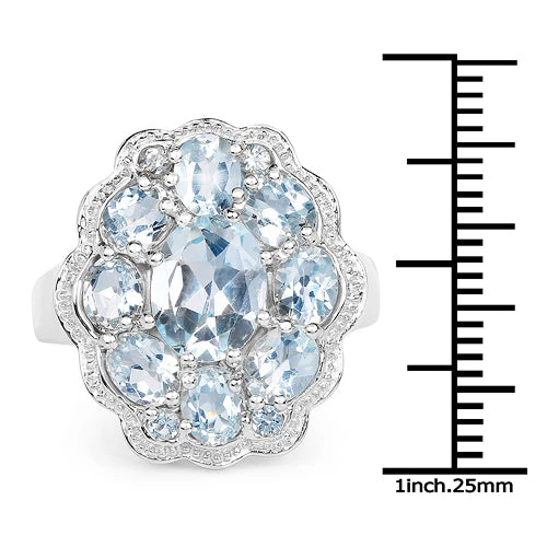 6.64 Carat Genuine Blue Topaz .925 Sterling Silver Ring - Image 6