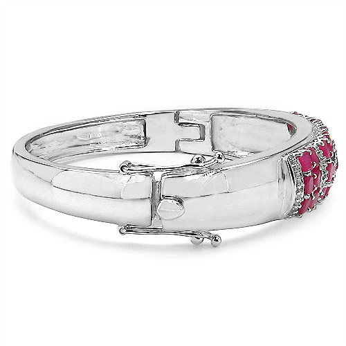 6.65 Carat Genuine Ruby and White Topaz .925 Sterling Silver Bracelet - Image 11