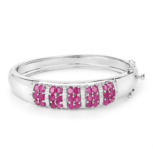 6.65 Carat Genuine Ruby and White Topaz .925 Sterling Silver Bracelet - Image 15