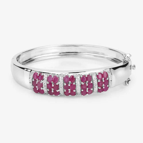 6.65 Carat Genuine Ruby and White Topaz .925 Sterling Silver Bracelet - Image 16