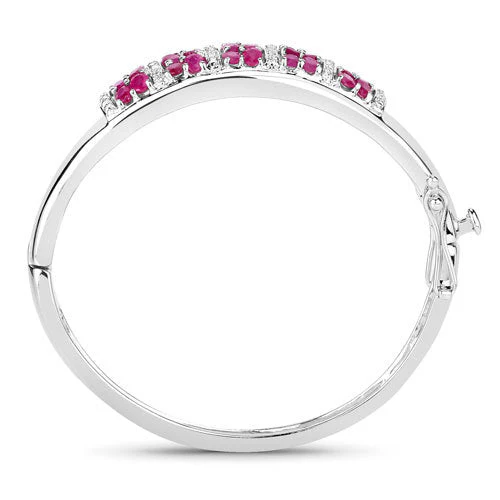 6.65 Carat Genuine Ruby and White Topaz .925 Sterling Silver Bracelet - Image 7
