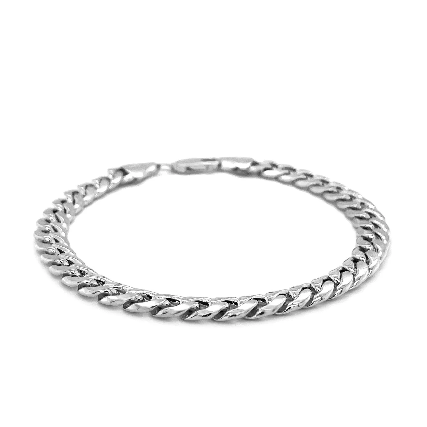 6.7mm 14k White Gold Miami Cuban Semi Solid Bracelet - Image 2